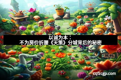 以诚为本：不为房价折腰《天策》分城背后的秘密